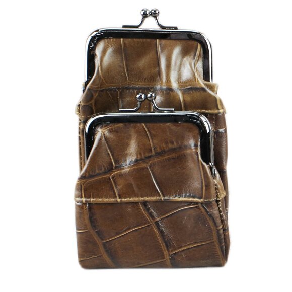 Genuine-leather Cigarette case- Brown Croco - Picture 1 of 10